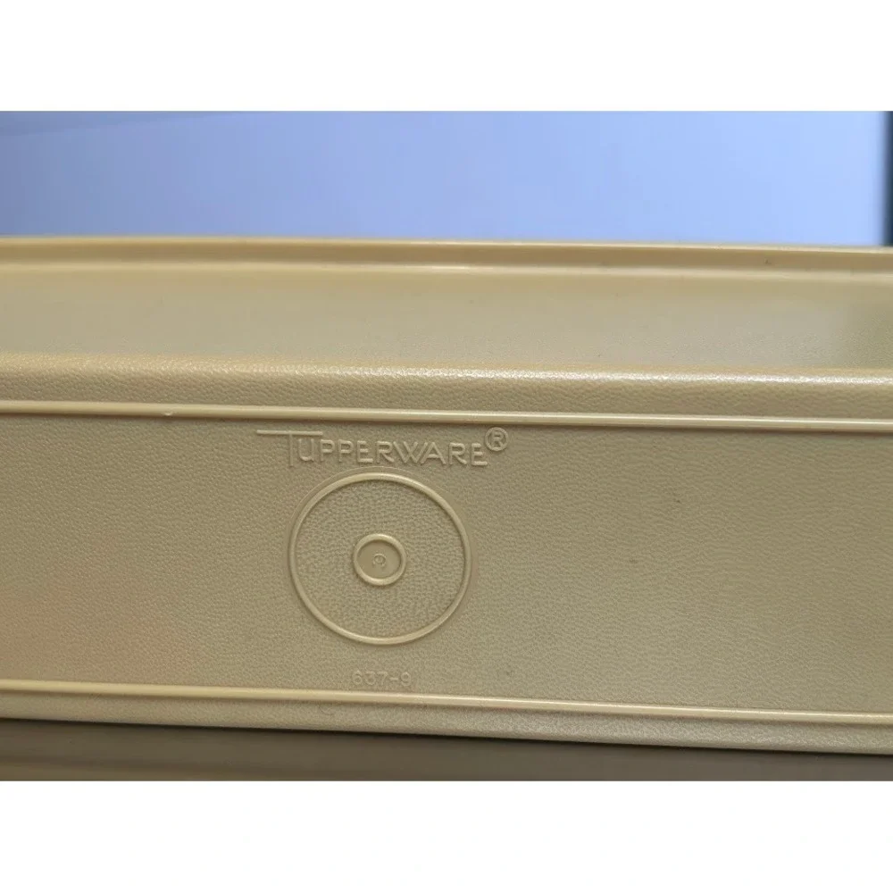 Vintage Tupperware Harvest Gold Butter Keeper Dish Container‎ 637-9 & 636-12